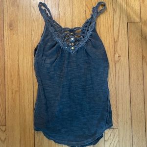 Free People tank top with beads and braids around neckline